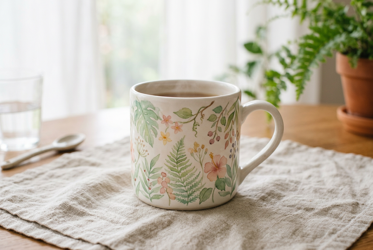Tasse Jungle Douce illustration aquarelle pastel féerique