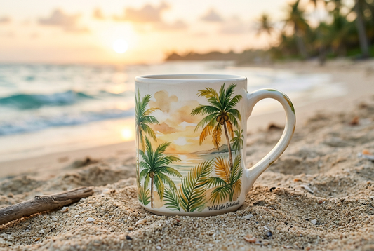 Tasse Palmier Sauvage illustration aquarelle tropicale